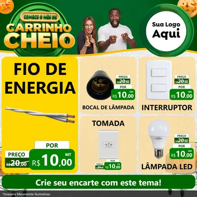 Modelo de Rede Social para Feed Facebook com o tema Carrinho Cheio para Materiais Elétricos