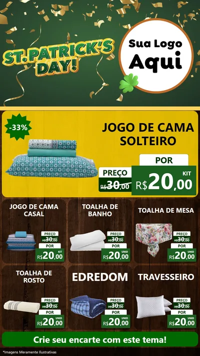 Modelo de Rede Social para Stories com o tema St Patriks Day para Cama, Mesa e Banho