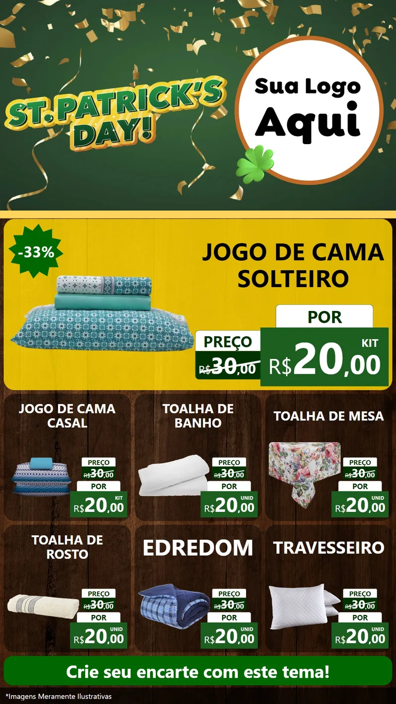 Modelo de Rede Social para Stories com o tema St Patriks Day para Cama, Mesa e Banho
