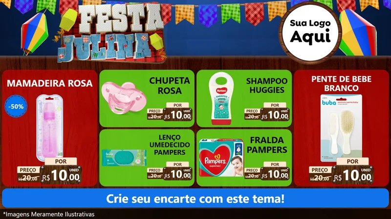 Modelo de TV para TV Horizontal com o tema Festa Julina para Bebês