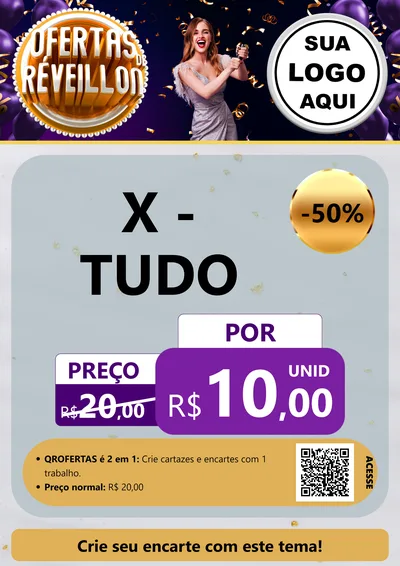 Modelo de Cartaz para Cartaz A4 Vertical com o tema Ofertas de Réveillon para Hamburgueria