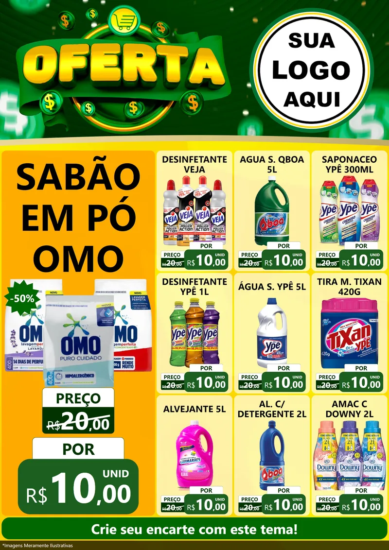 Modelo de Encarte para Encarte A4 Vertical com o tema Oferta para Produtos de Limpeza