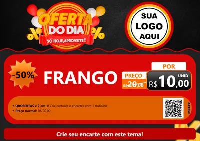 Modelo de Cartaz para Cartaz A4 Horizontal com o tema Oferta do Dia - Só hoje, Aproveite! para Assados