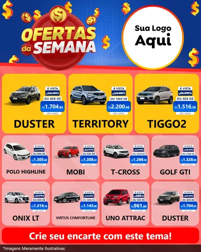 Modelo de Rede Social para Feed Instagram com o tema Ofertas Da Semana para Concessionaria de Carros