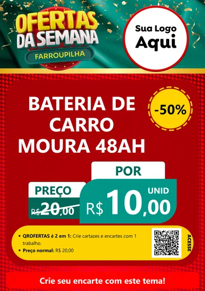 Modelo de Cartaz para Cartaz A4 Vertical com o tema Ofertas da Semana Farroupilha para Baterias Elétricas