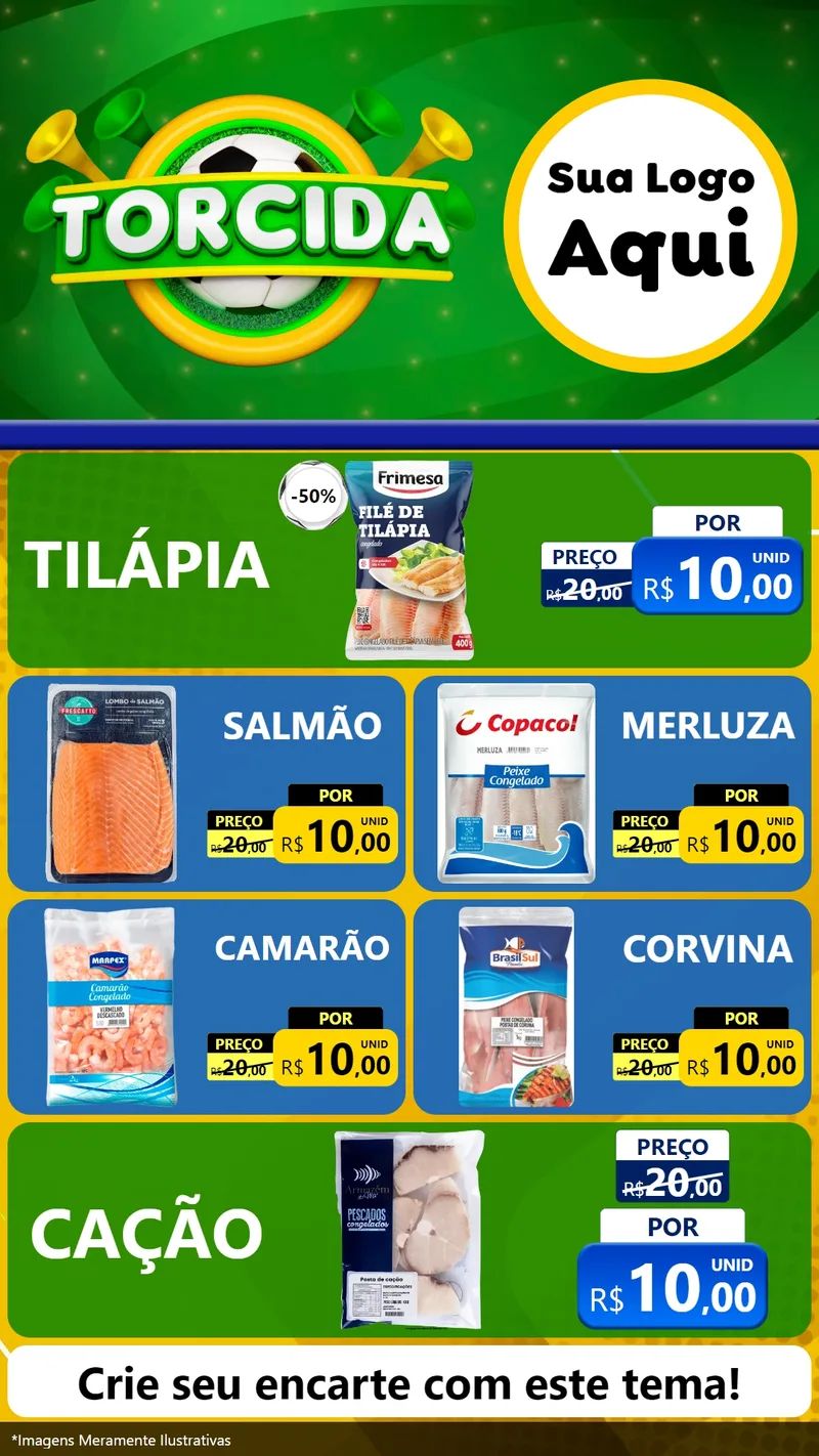 Modelo de TV para TV Vertical com o tema Torcida para Peixaria