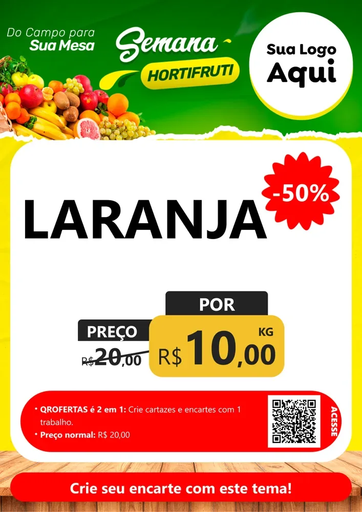 Modelo de Cartaz para Cartaz A4 Vertical com o tema Semana hortifruti para Hortifrúti