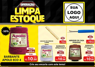 Modelo de Encarte para Encarte A4 Horizontal com o tema Operação Limpa Estoque para Armarinho e Aviamentos