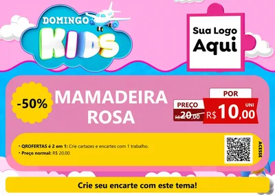 Modelo de Cartaz para Cartaz A4 Horizontal com o tema Domingo Kids para Bebês