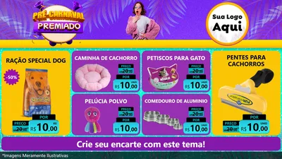 Modelo de TV para TV Horizontal com o tema Pré-Carnaval Premiado para Pet Shop