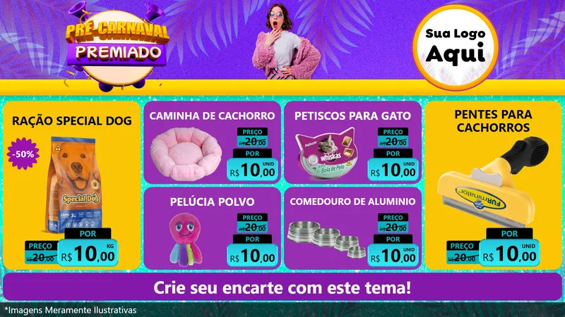 Modelo de TV para TV Horizontal com o tema Pré-Carnaval Premiado para Pet Shop