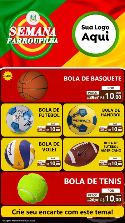 Modelo de TV para TV Vertical com o tema Semana Farroupilha para Artigos Esportivos