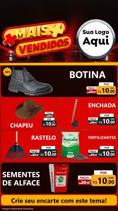 Modelo de TV para TV Vertical com o tema Mais Vendidos para Agropecuária