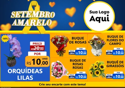 Modelo de Encarte para Encarte A4 Horizontal com o tema Setembro Amarelo para Floricultura e jardim