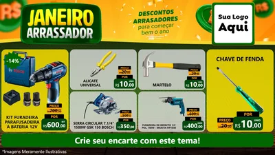 Modelo de TV para TV Horizontal com o tema Janeiro Arrasador para Maquinas e Ferramentas