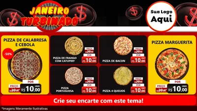 Modelo de TV para TV Horizontal com o tema Janeiro Turbinado para Pizzaria