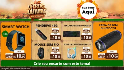 Modelo de TV para TV Horizontal com o tema Ofertas de Outono - Vem, Aproveite! para Informática