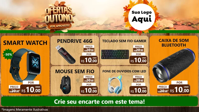 Modelo de TV para TV Horizontal com o tema Ofertas de Outono - Vem, Aproveite! para Informática