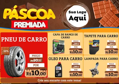 Modelo de Encarte para Encarte A4 Horizontal com o tema Páscoa Premiada para Auto peças