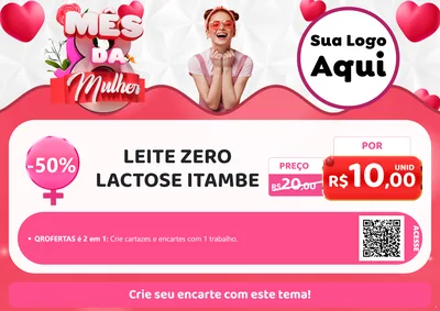 Modelo de Cartaz para Cartaz A4 Horizontal com o tema Mês da Mulher para Frios e Laticínios