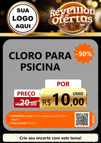 Modelo de Cartaz para Cartaz A4 Vertical com o tema Réveillon de Ofertas para Produtos para Piscina