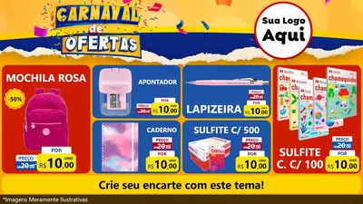 Modelo de TV para TV Horizontal com o tema Carnaval de Ofertas para Papelaria