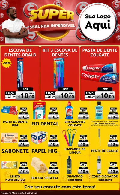 Modelo de Encarte para Encarte Grande com o tema Super Segunda Imperdível para Higiene Pessoal