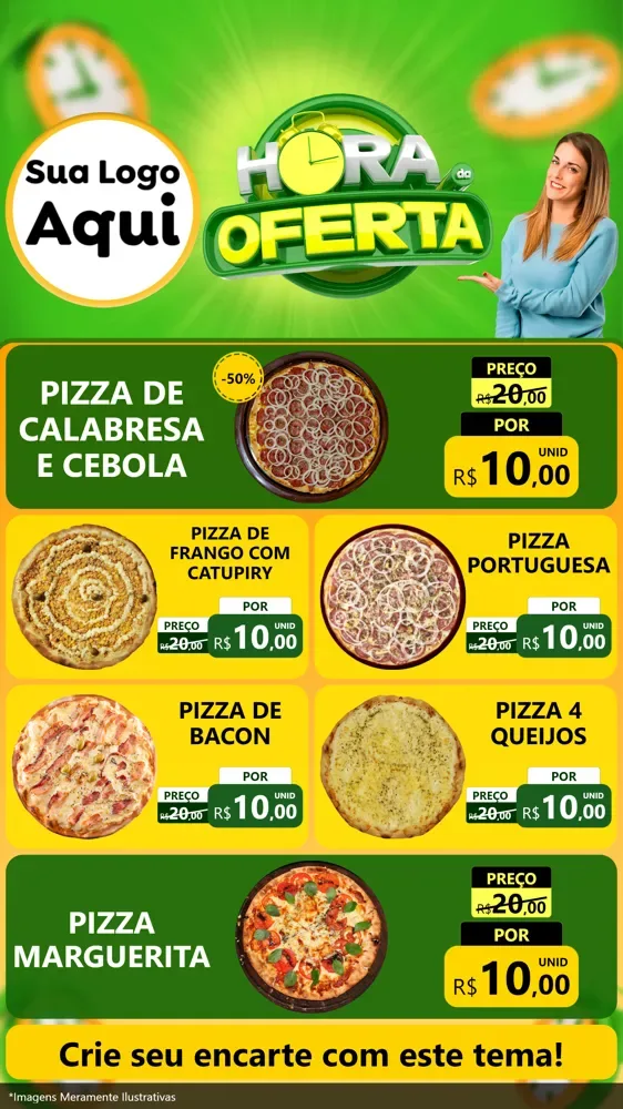 Modelo de TV para TV Vertical com o tema Hora da Oferta para Pizzaria