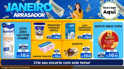 Modelo de TV para TV Horizontal com o tema Janeiro Arrasador para Frios e Laticínios