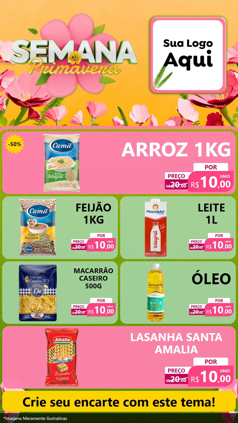 Modelo de TV para TV Vertical com o tema Semana da Primavera para Supermercado