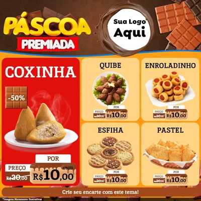 Modelo de Rede Social para Feed Facebook com o tema Páscoa Premiada para Salgadaria