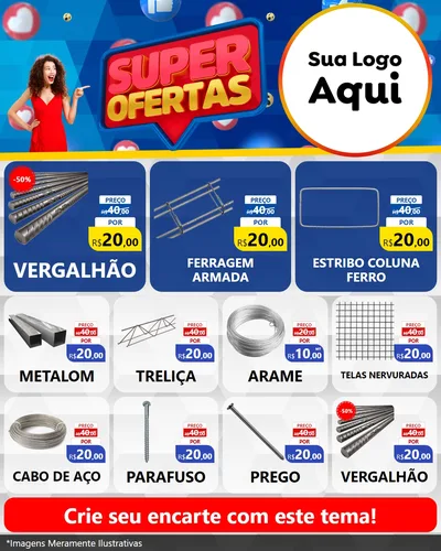 Modelo de Rede Social para Feed Instagram com o tema Super Ofertas para Ferragens