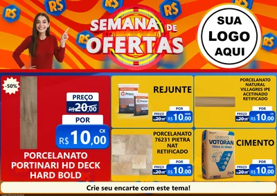 Modelo de Encarte para Encarte A4 Horizontal com o tema Semana de Ofertas para Pisos e revestimentos