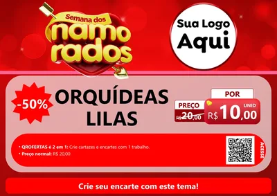 Modelo de Cartaz para Cartaz A4 Horizontal com o tema Semana dos namorados para Floricultura e jardim