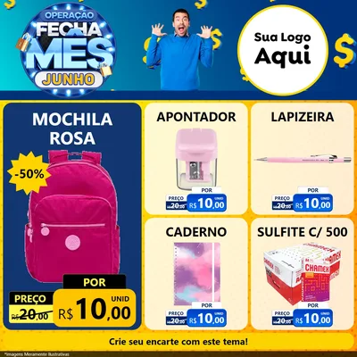 Modelo de Rede Social para Feed Facebook com o tema Operação Fecha Mês, Junho para Papelaria