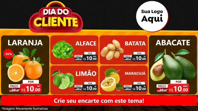 Modelo de TV para TV Horizontal com o tema Dia do Cliente para Hortifrúti