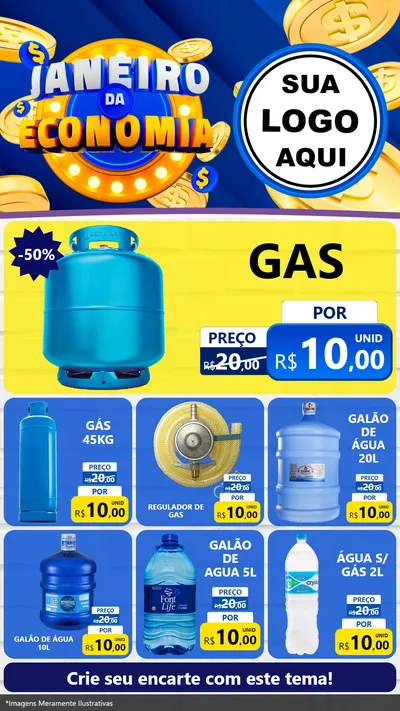 Modelo de Rede Social para Stories com o tema Janeiro da Economia para Água e gás