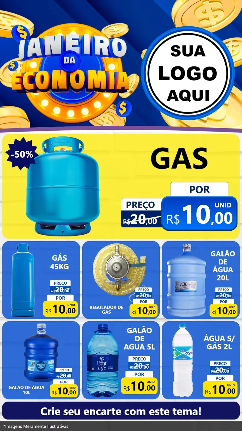 Modelo de Rede Social para Stories com o tema Janeiro da Economia para Água e gás