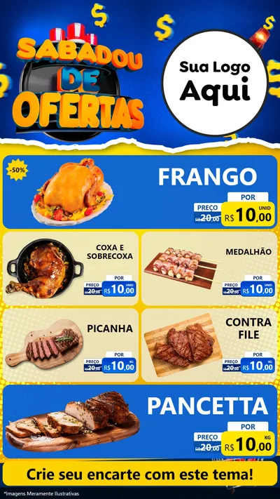 Modelo de TV para TV Vertical com o tema Sabadou de Ofertas para Assados