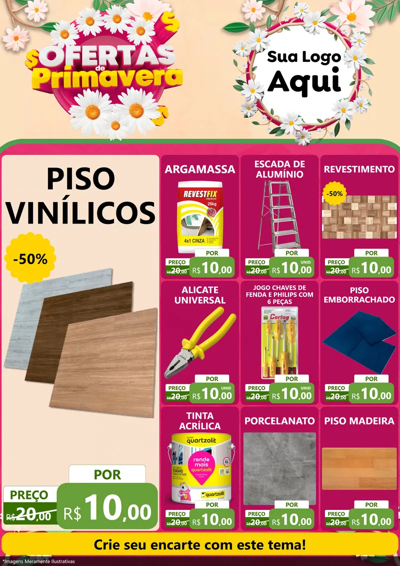 Modelo de Encarte para Encarte A4 Vertical com o tema Ofertas de Primavera para Material para Construção