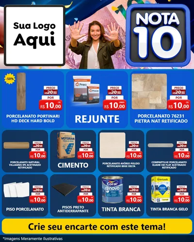 Modelo de Rede Social para Feed Instagram com o tema Nota 10 para Pisos e revestimentos