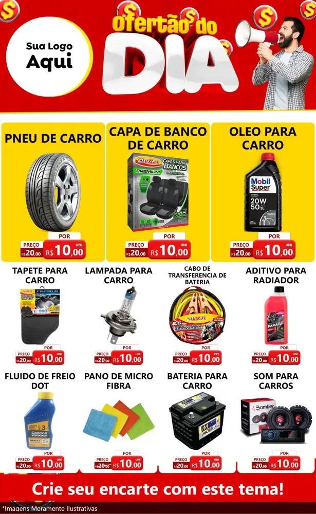 Modelo de Encarte para Encarte Grande com o tema Ofertão do dia para Auto peças
