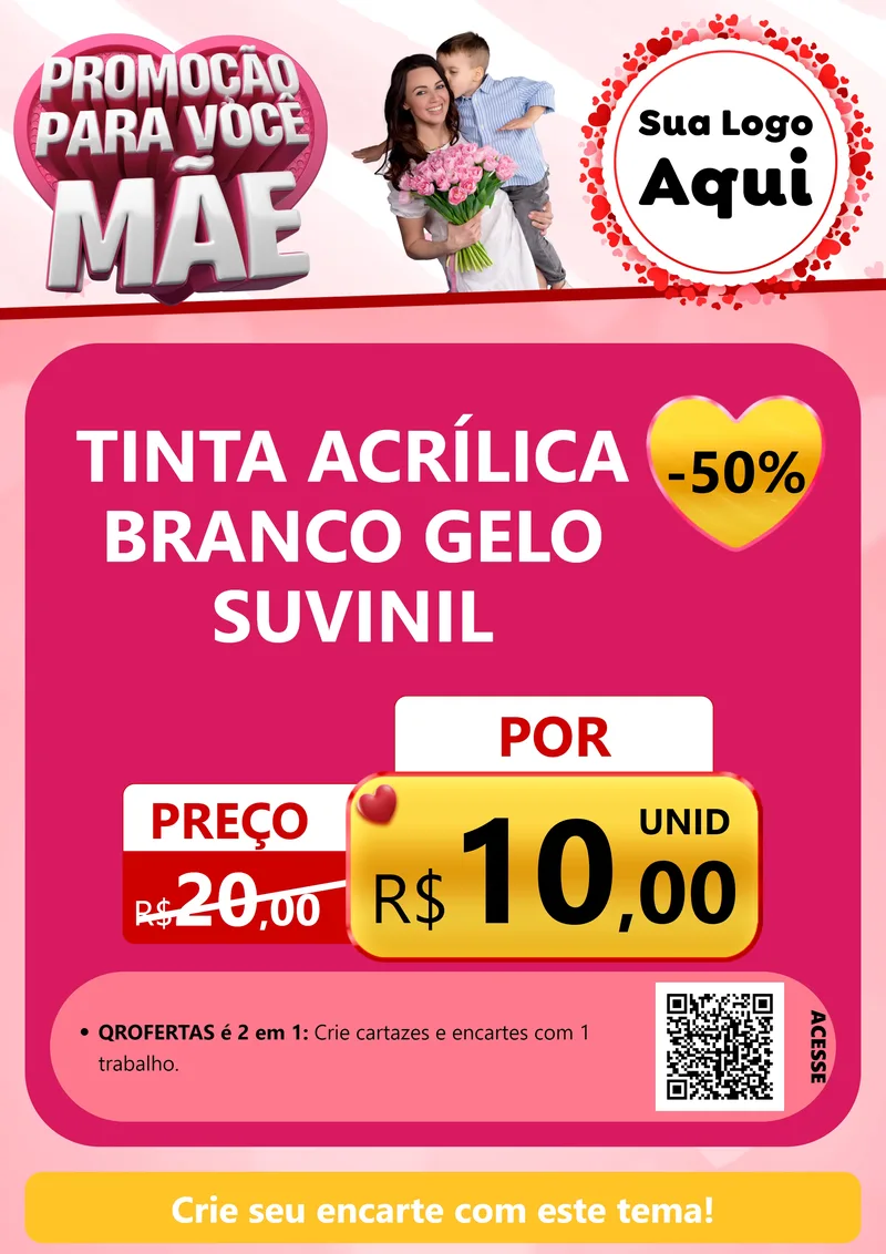 Modelo de Cartaz para Cartaz A4 Vertical com o tema Promoção Para Você Mãe para Tintas e Ferramentas