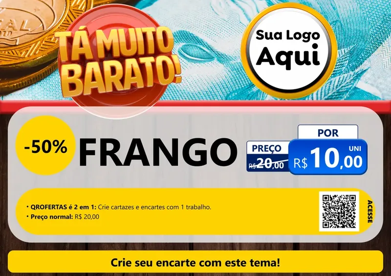 Modelo de Cartaz para Cartaz A4 Horizontal com o tema Está Muito Barato para Assados