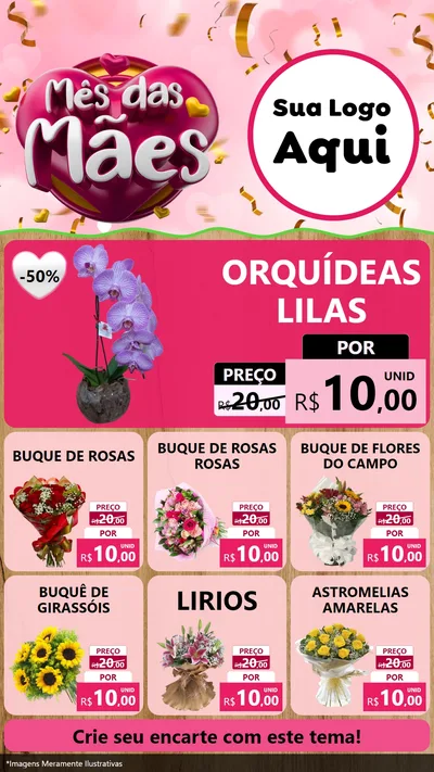 Modelo de Rede Social para Stories com o tema Mês das Mães para Floricultura e jardim