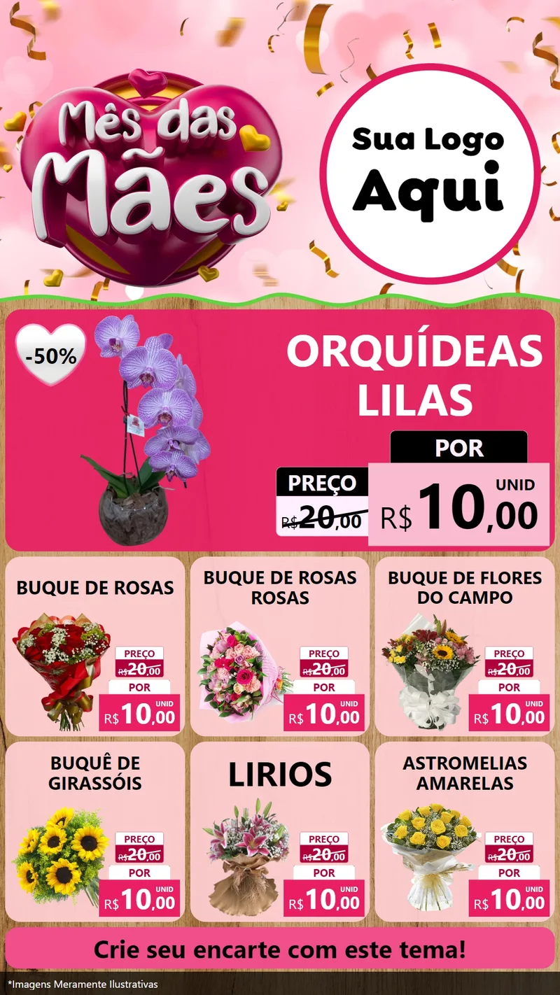 Modelo de Rede Social para Stories com o tema Mês das Mães para Floricultura e jardim