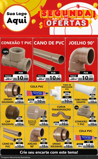 Modelo de Encarte para Encarte Grande com o tema Segunda de Ofertas para Tubos e conexões
