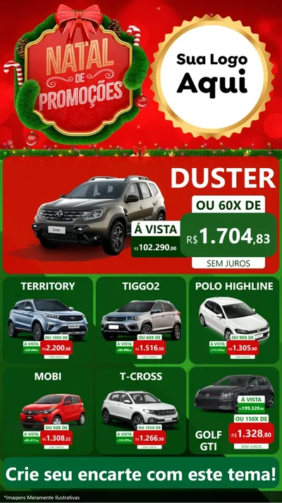 Modelo de Rede Social para Stories com o tema Natal de Promoções para Concessionaria de Carros