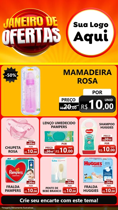 Modelo de Rede Social para Stories com o tema Janeiro de Ofertas para Bebês