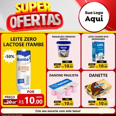 Modelo de Rede Social para Feed Facebook com o tema Super Ofertas para Frios e Laticínios
